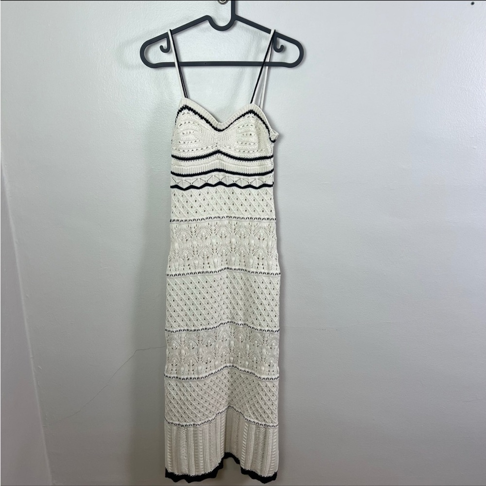 Elegant White and Black crochet dress